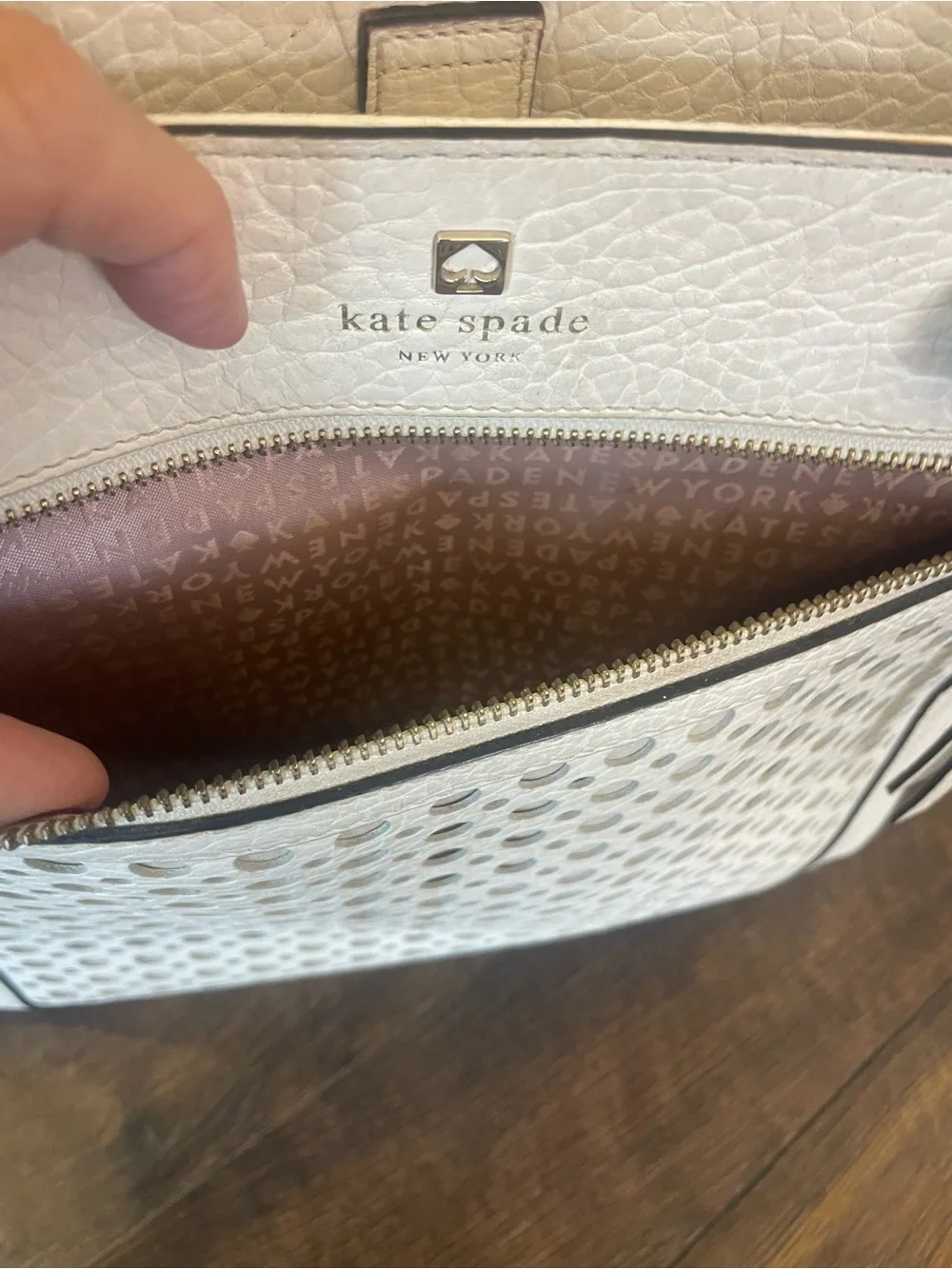Kate Spade Cream Perforated Leather Tote Bag